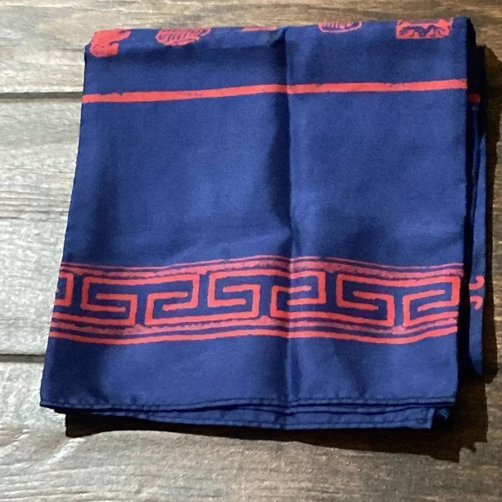 RLJ Qing Yue Shanghai China Blue and Red Silk Scarf